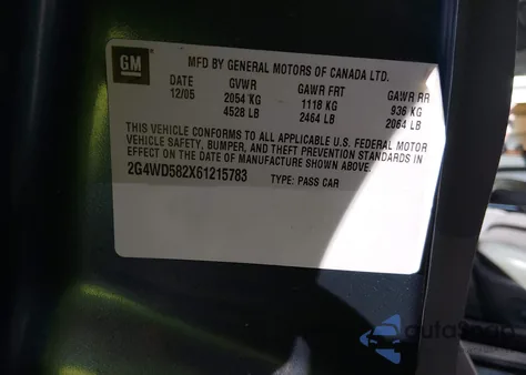 2006 Buick Lacrosse Cxl из США, поврежденный, VIN 2G4WD582X61215783